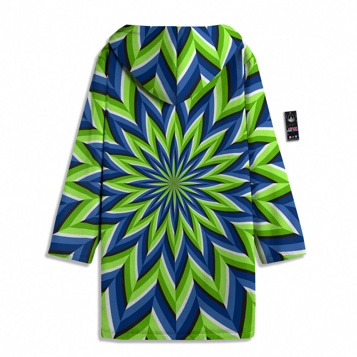 Moving Illusion Optical Green Flower Men's Windbreaker Jacket-grizzshop