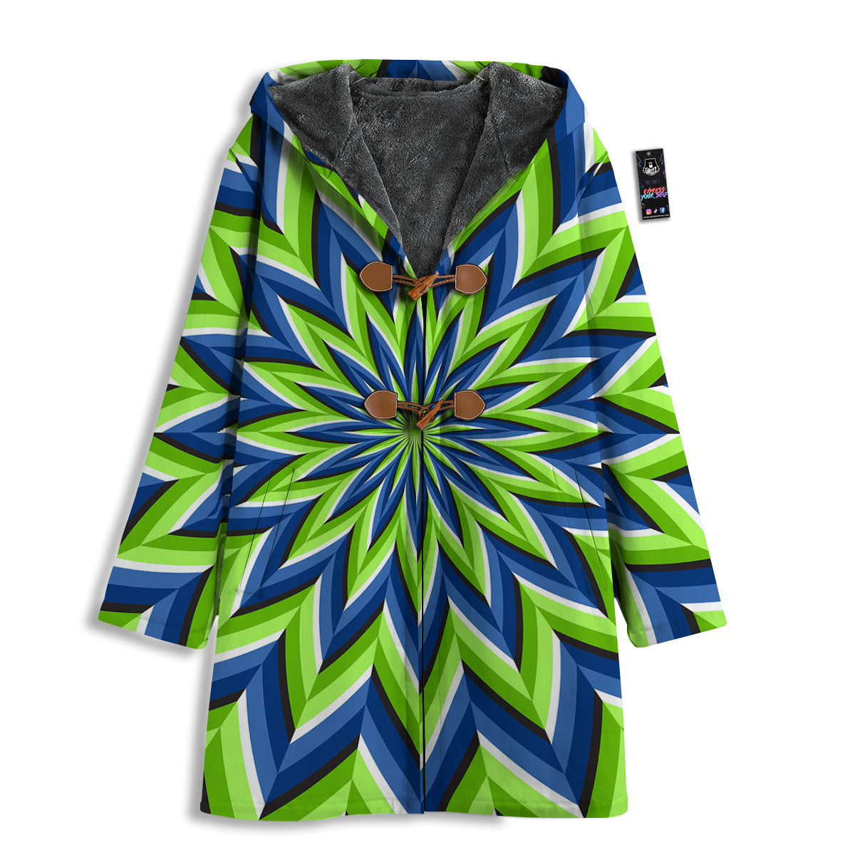 Moving Illusion Optical Green Flower Men's Windbreaker Jacket-grizzshop