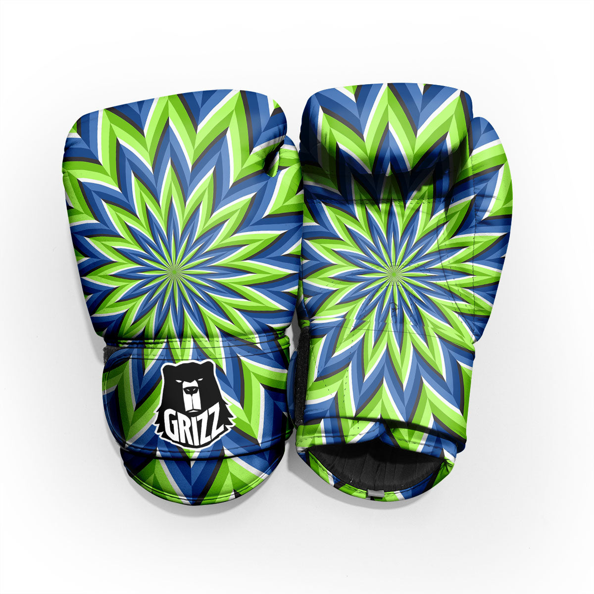Moving Illusion Optical Green Flower Sparring Gloves-grizzshop