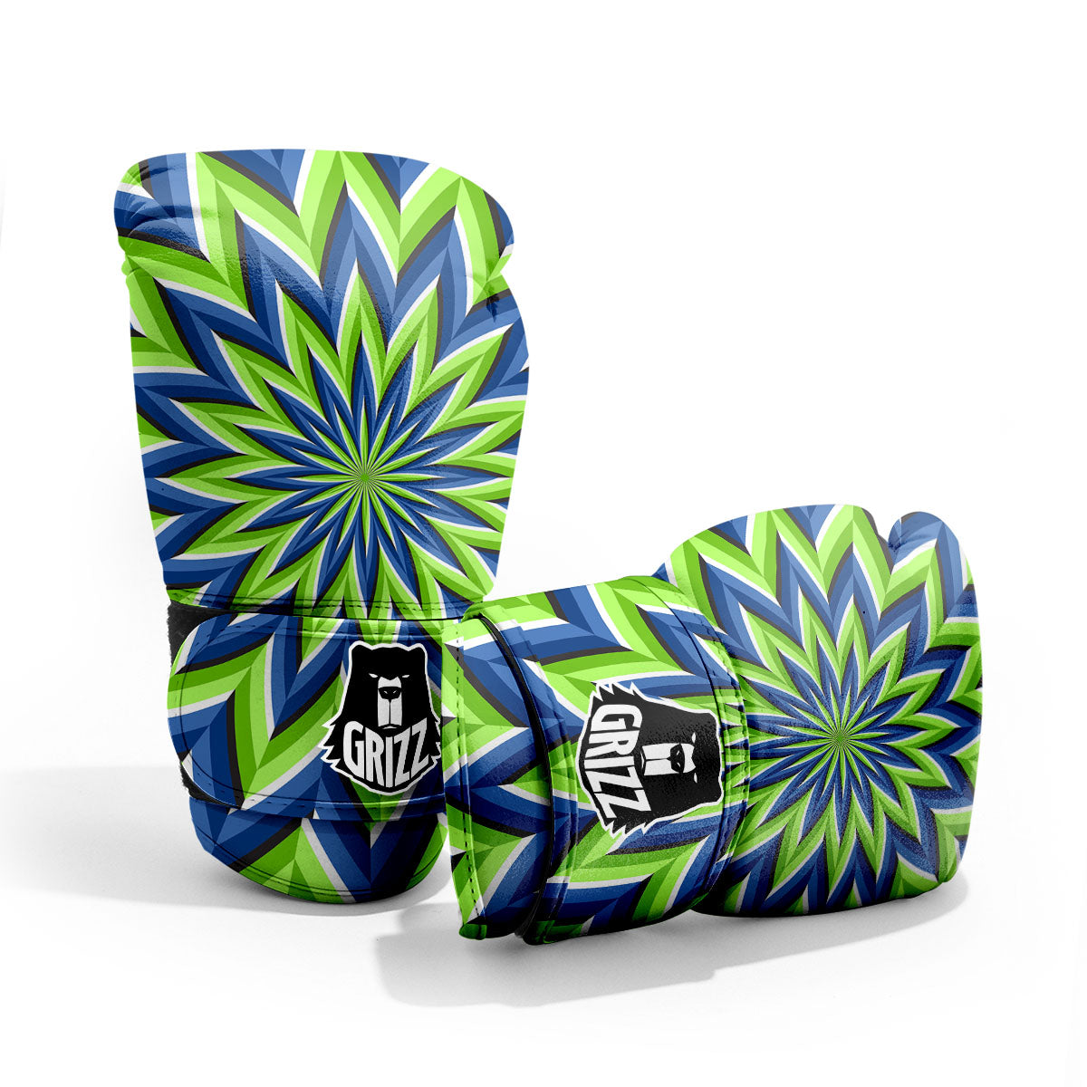 Moving Illusion Optical Green Flower Sparring Gloves-grizzshop