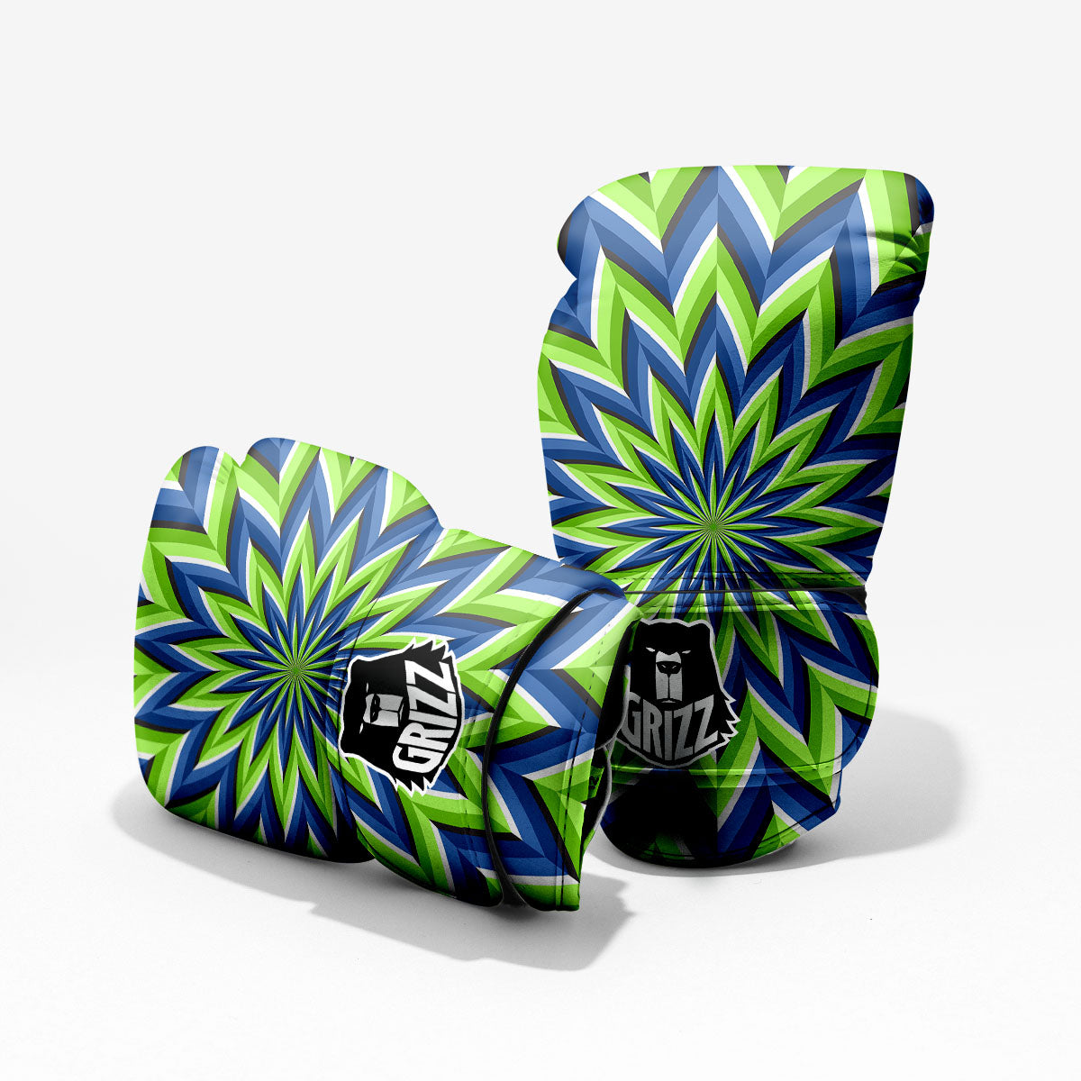 Moving Illusion Optical Green Flower Sparring Gloves-grizzshop