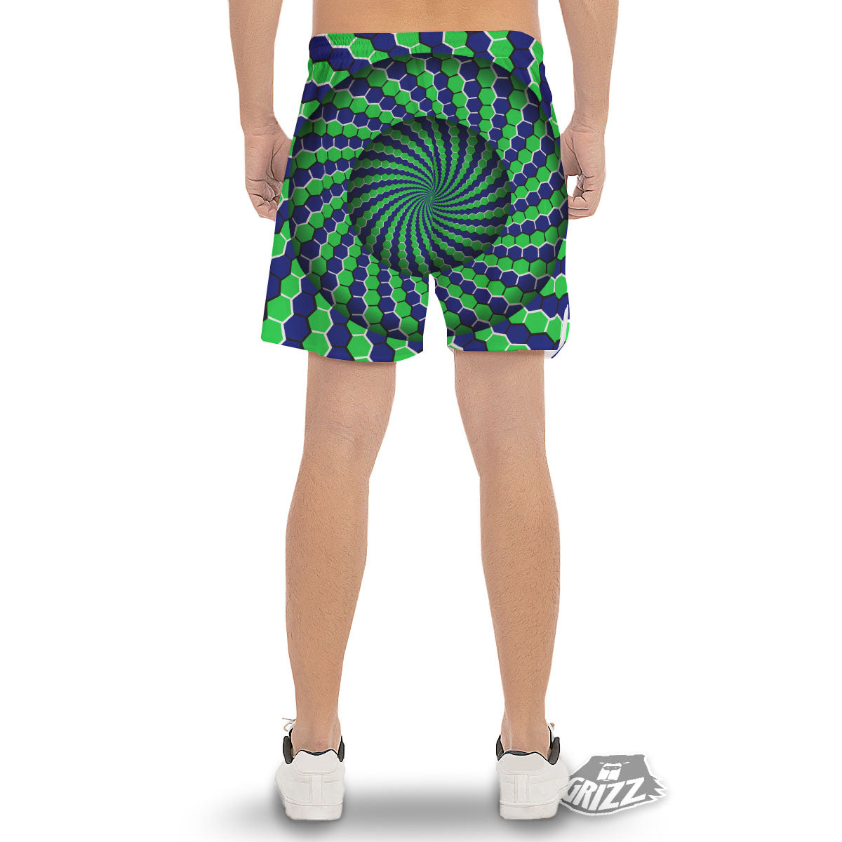 Moving Illusion Optical Green Hive Men's Gym Shorts-grizzshop