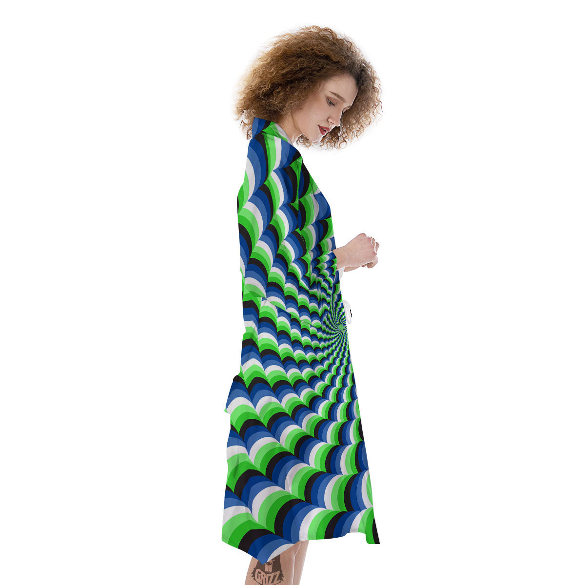 Moving Illusion Optical Green Kimono-grizzshop