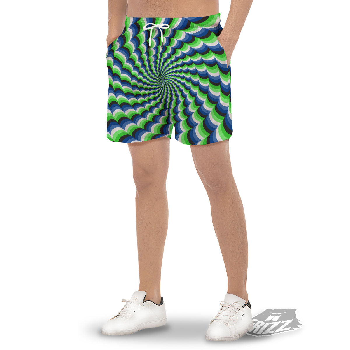 Moving Illusion Optical Green Men's Gym Shorts-grizzshop