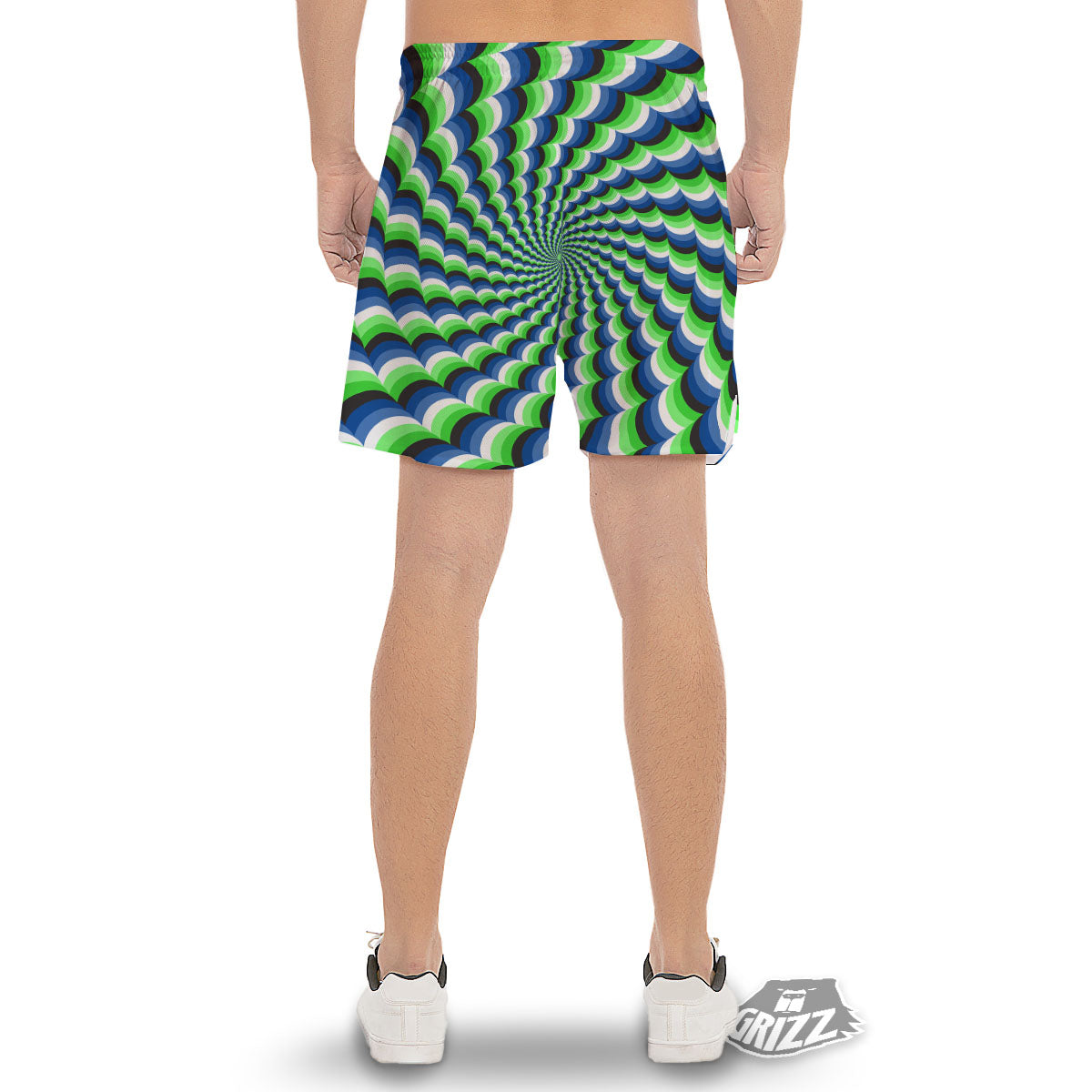 Moving Illusion Optical Green Men's Gym Shorts-grizzshop