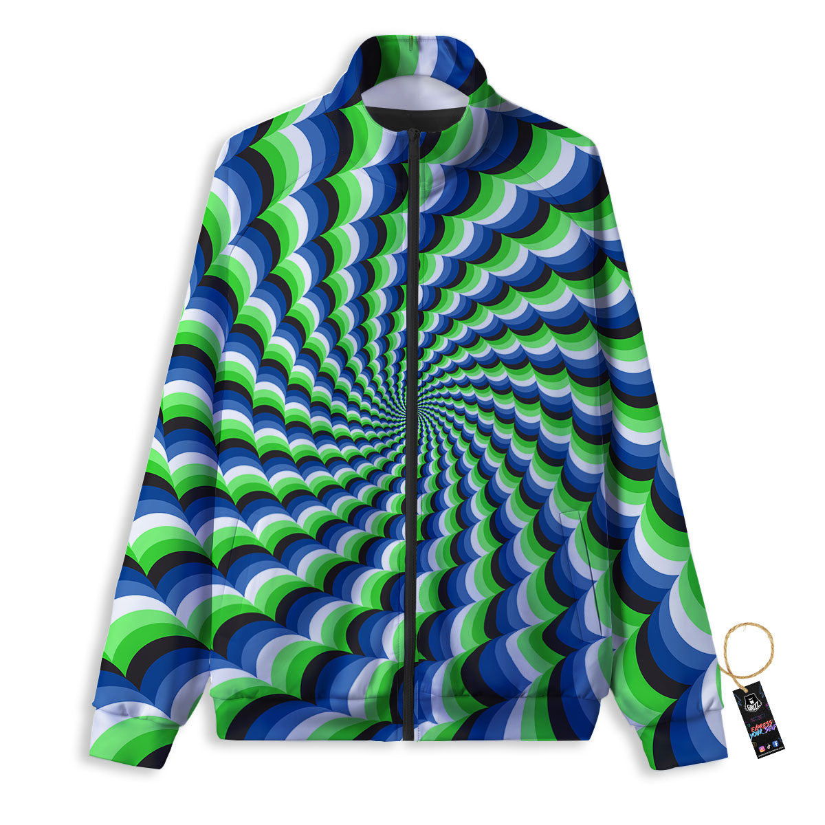 Moving Illusion Optical Green Track Jacket-grizzshop