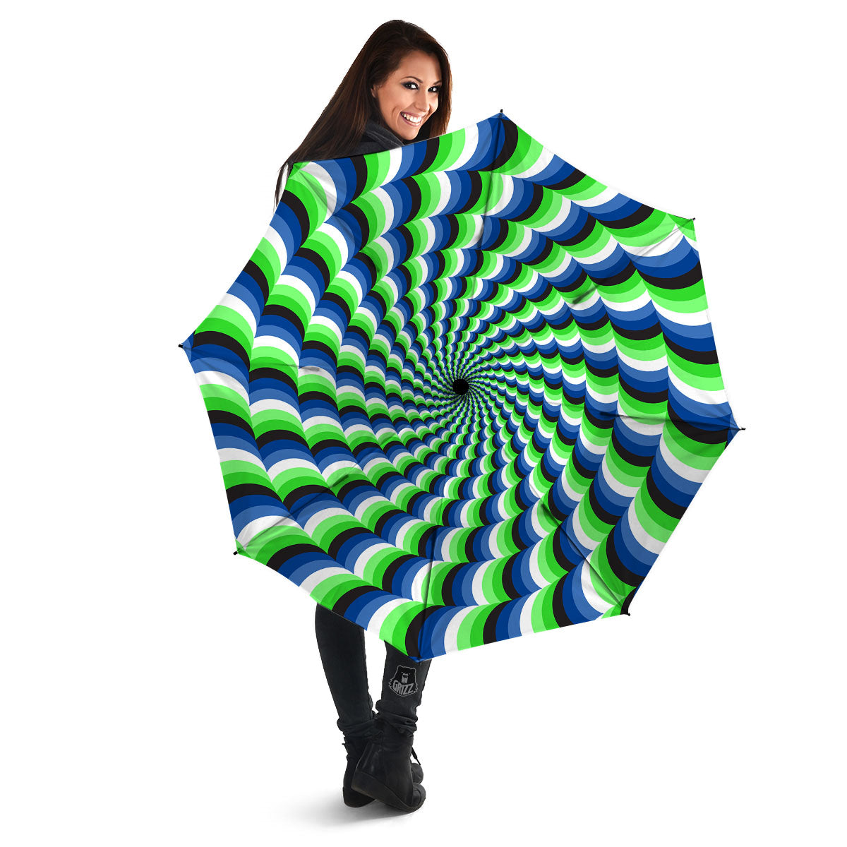 Moving Illusion Optical Green Umbrella-grizzshop