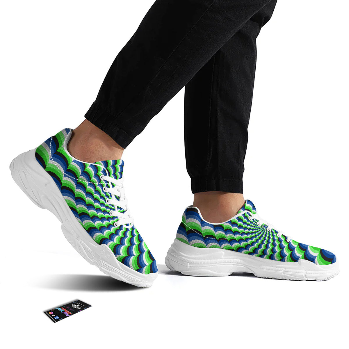 Moving Illusion Optical Green White Chunky Shoes-grizzshop
