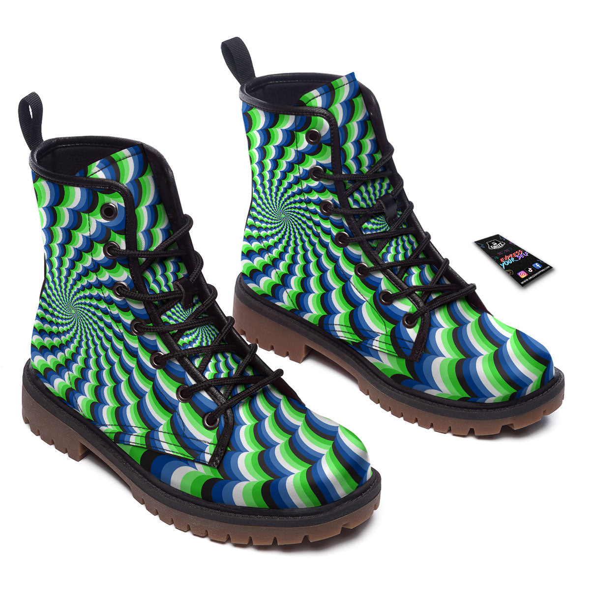 Moving Illusion Optical Green Work Boots-grizzshop