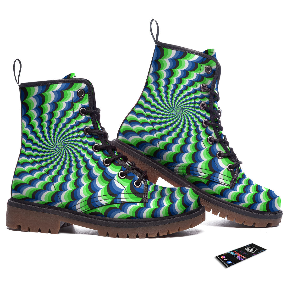 Moving Illusion Optical Green Work Boots-grizzshop