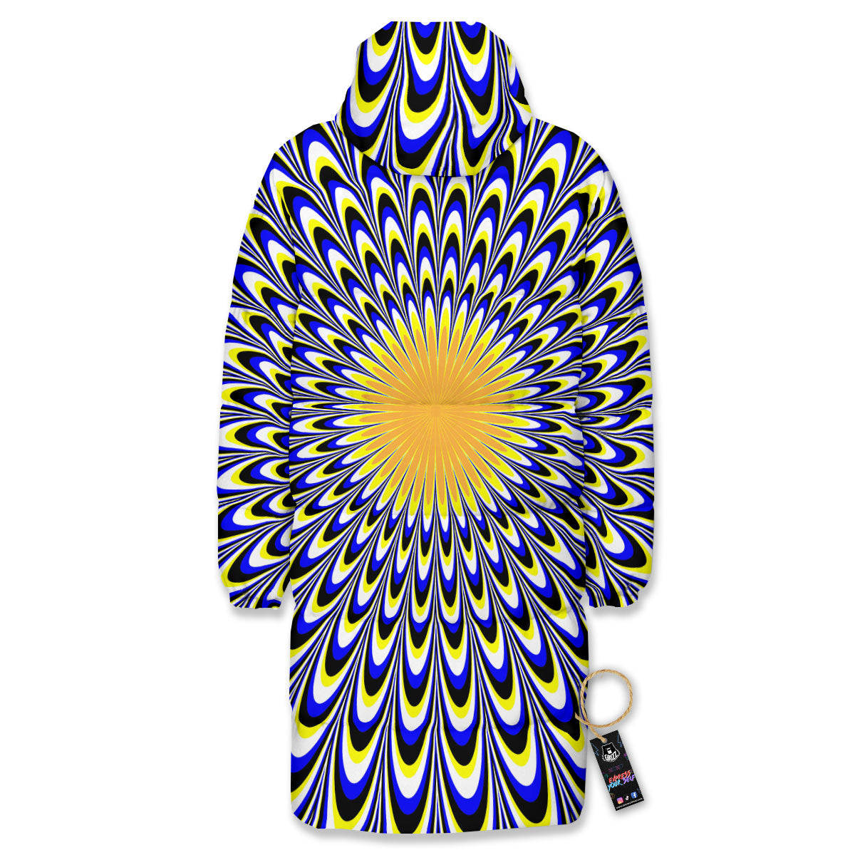 Moving Optical Blue Splashing Illusion Long Down Jacket-grizzshop