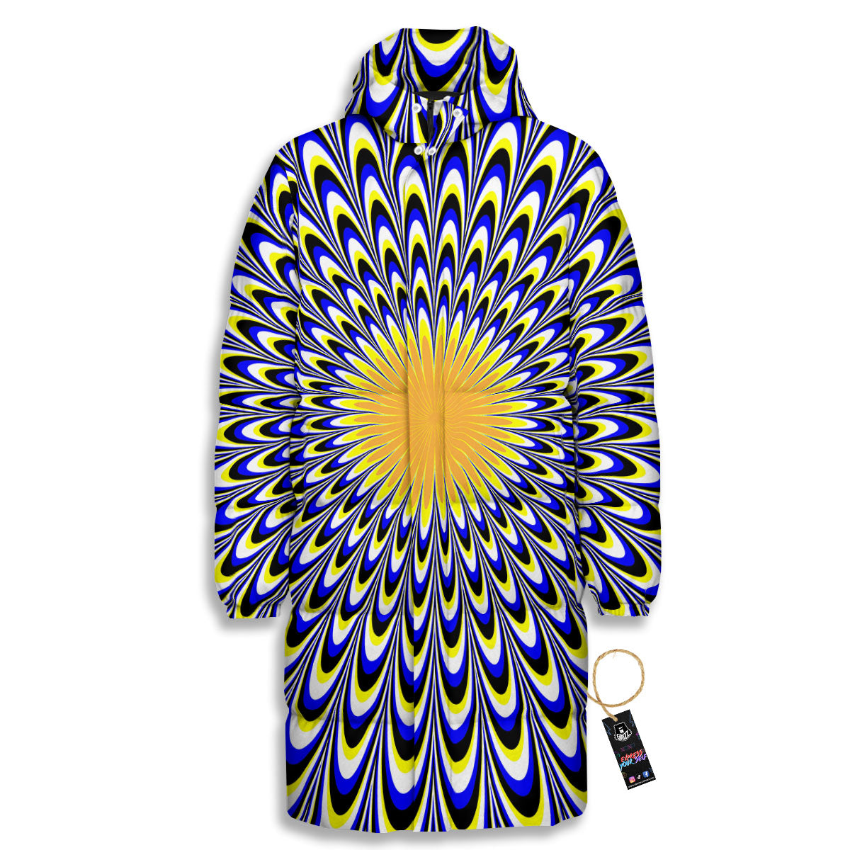 Moving Optical Blue Splashing Illusion Long Down Jacket-grizzshop