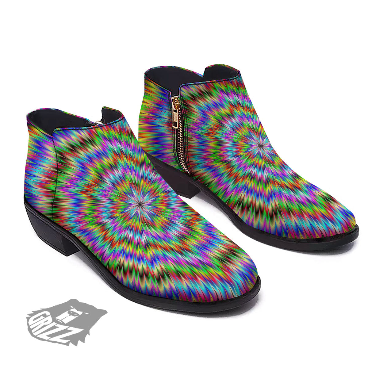 Moving Optical Illusion Abstract Dizzy Ankle Boots-grizzshop