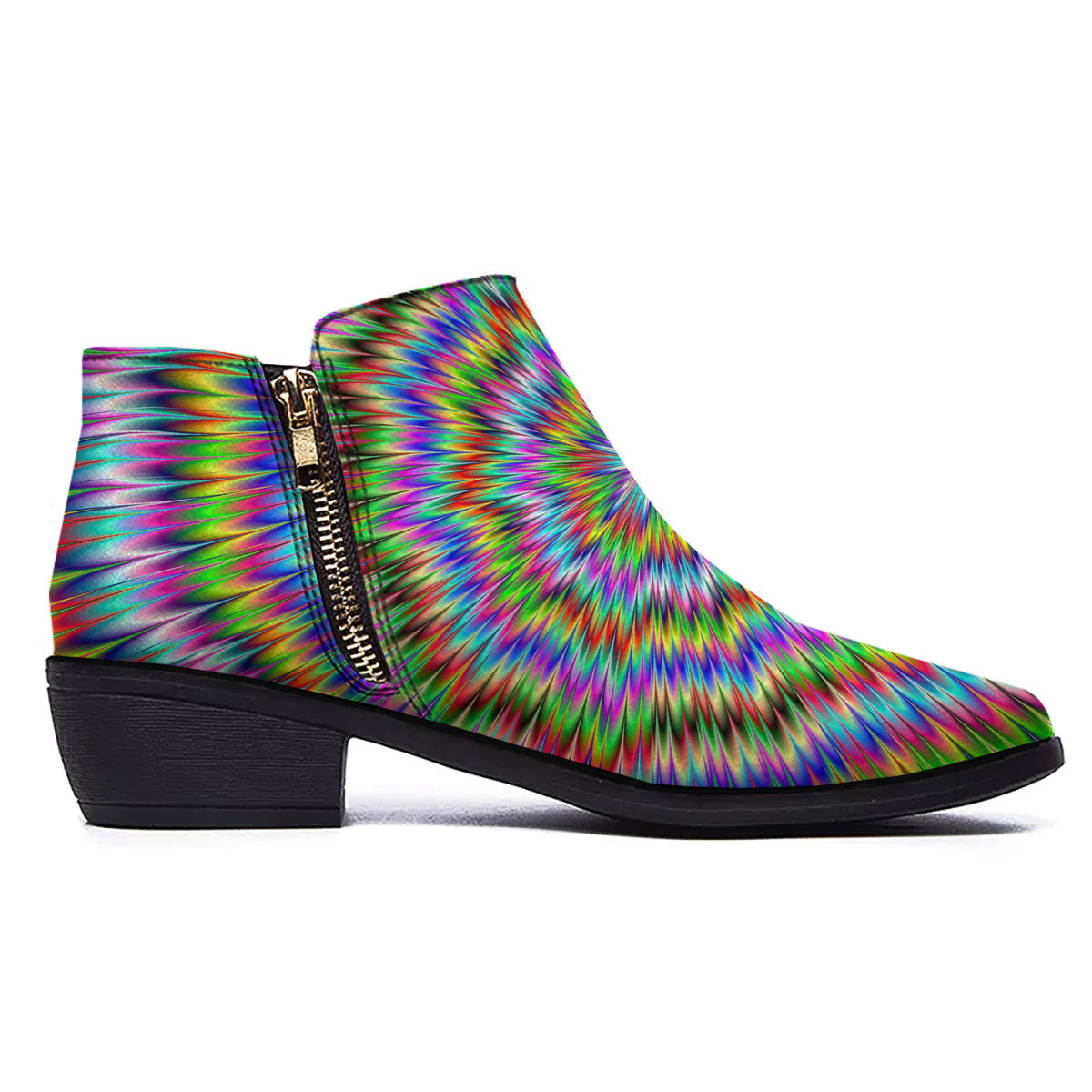 Moving Optical Illusion Abstract Dizzy Ankle Boots-grizzshop