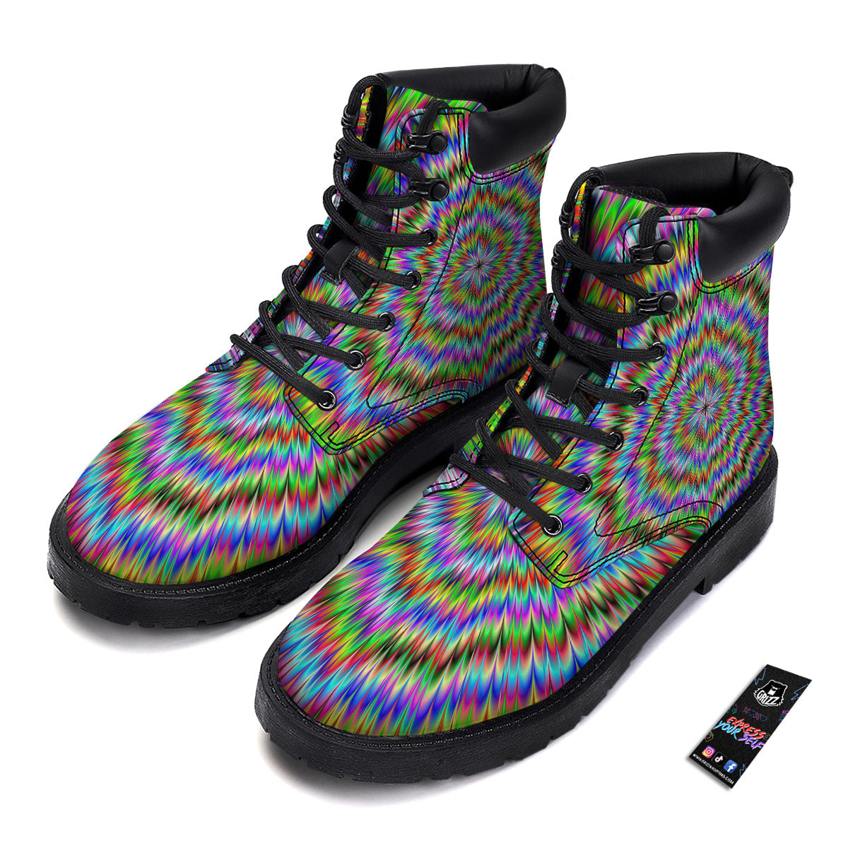 Moving Optical Illusion Abstract Dizzy Boots-grizzshop