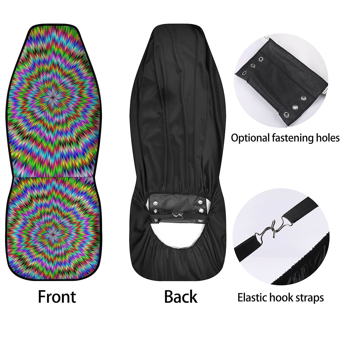 Moving Optical Illusion Abstract Dizzy Car Seat Covers-grizzshop