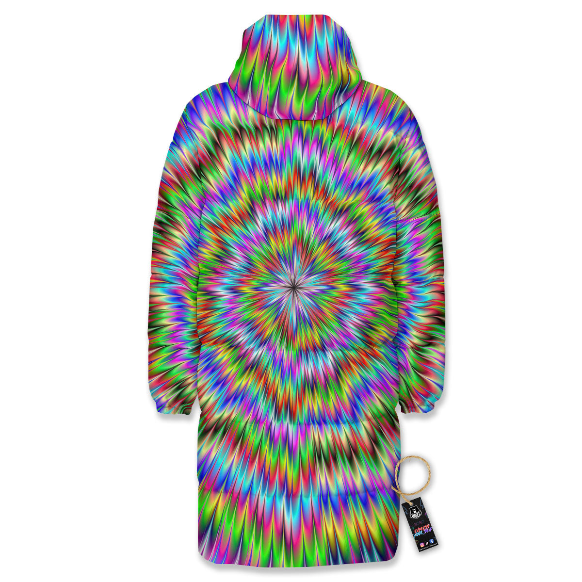 Moving Optical Illusion Abstract Dizzy Long Down Jacket-grizzshop