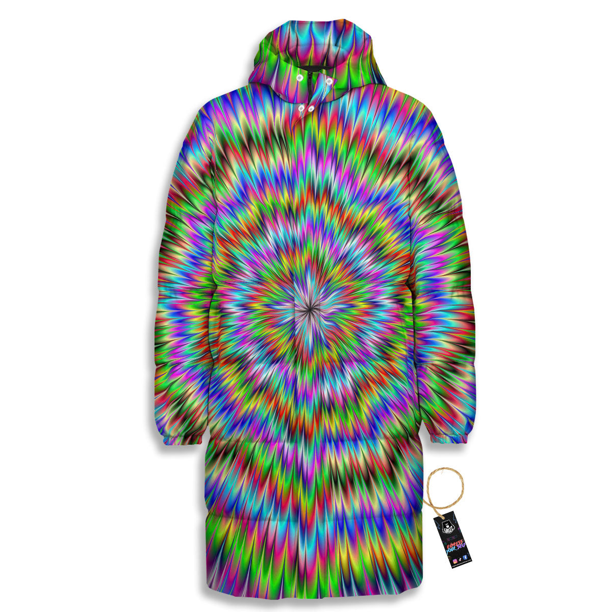 Moving Optical Illusion Abstract Dizzy Long Down Jacket-grizzshop