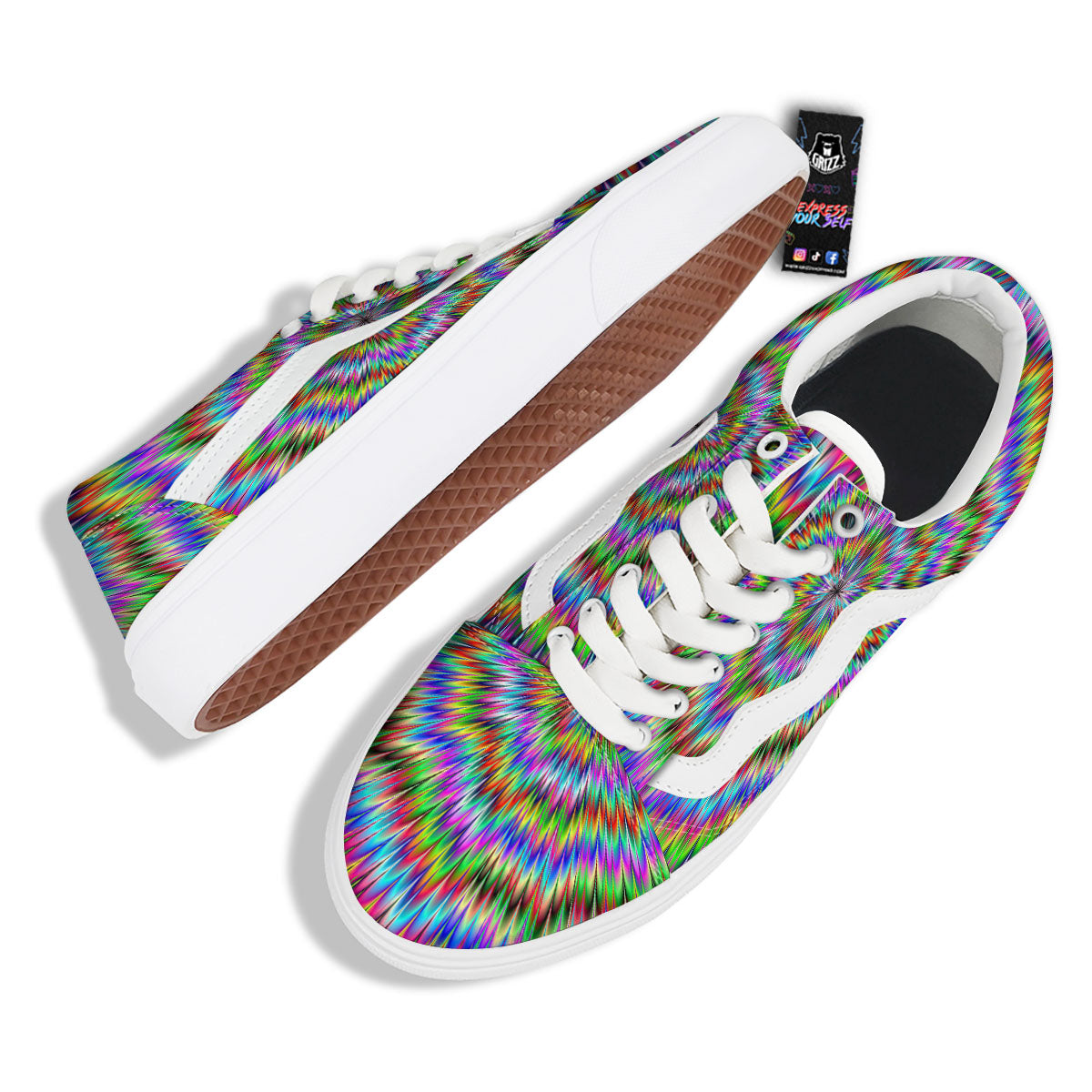 Moving Optical Illusion Abstract Dizzy Skate Shoes-grizzshop