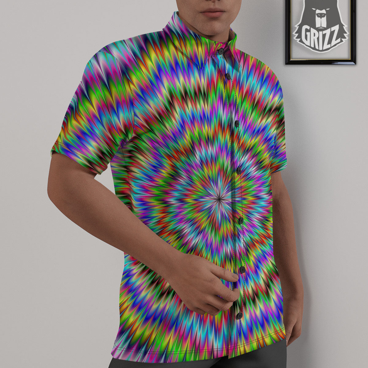 Moving Optical Illusion Abstract Dizzy Untucked Shirts-grizzshop