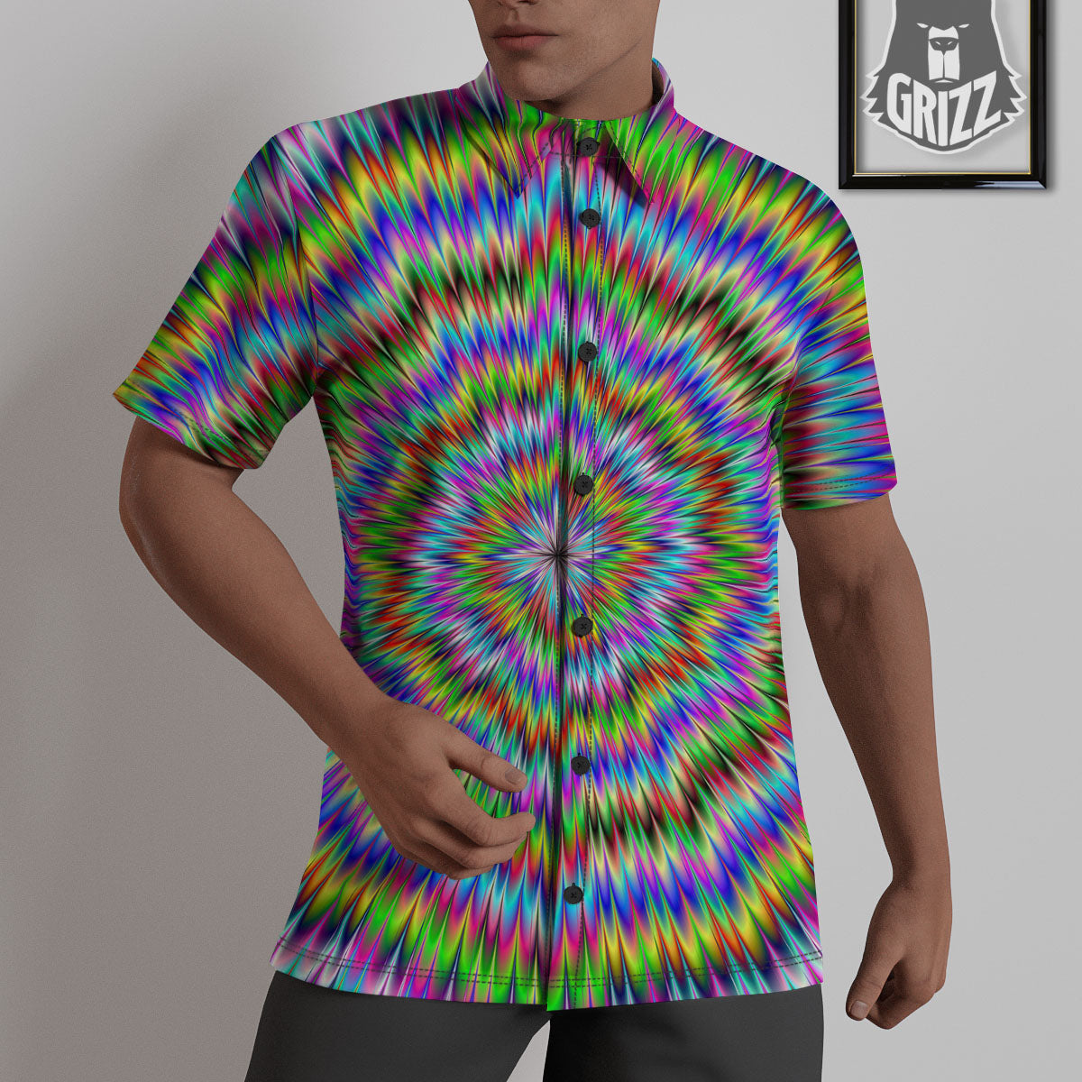 Moving Optical Illusion Abstract Dizzy Untucked Shirts-grizzshop