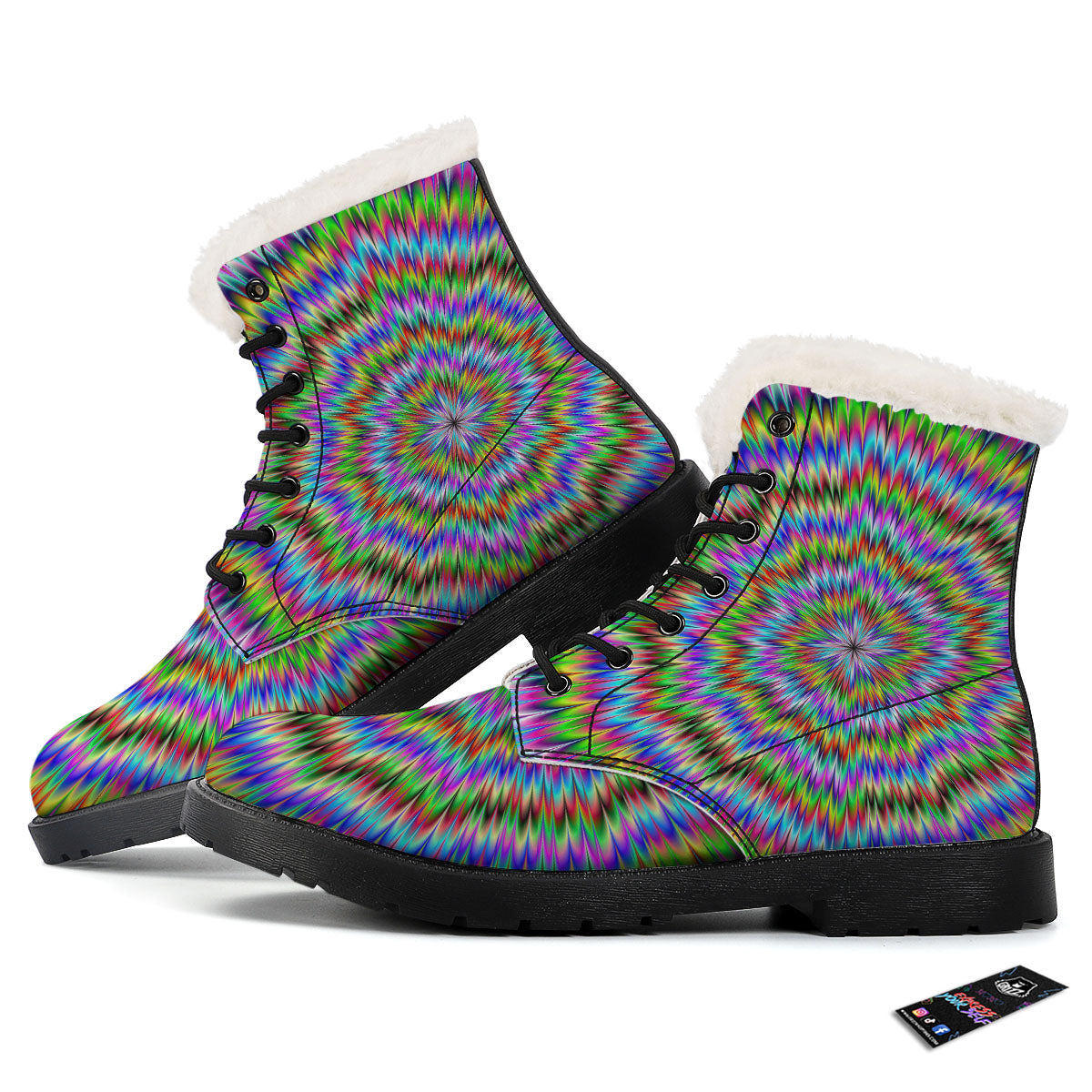 Moving Optical Illusion Abstract Dizzy Winter Boots-grizzshop