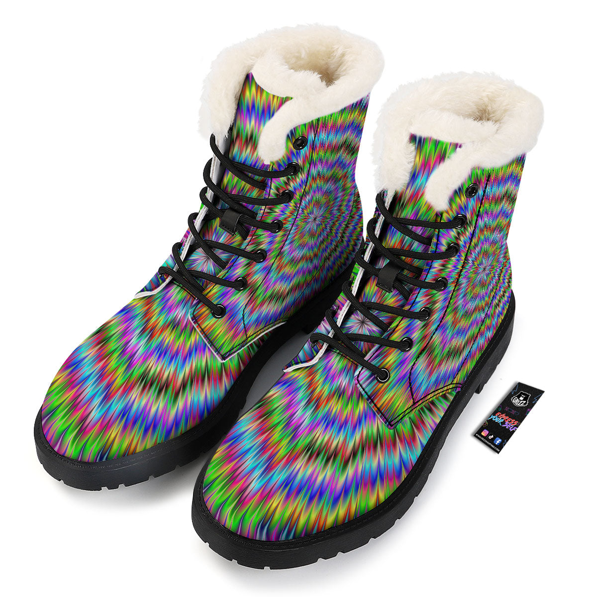 Moving Optical Illusion Abstract Dizzy Winter Boots-grizzshop