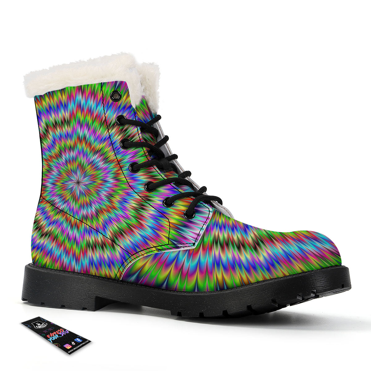 Moving Optical Illusion Abstract Dizzy Winter Boots-grizzshop