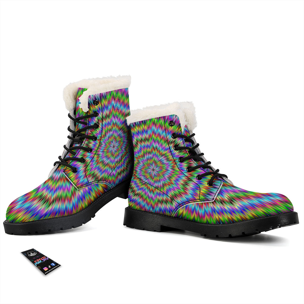 Moving Optical Illusion Abstract Dizzy Winter Boots-grizzshop