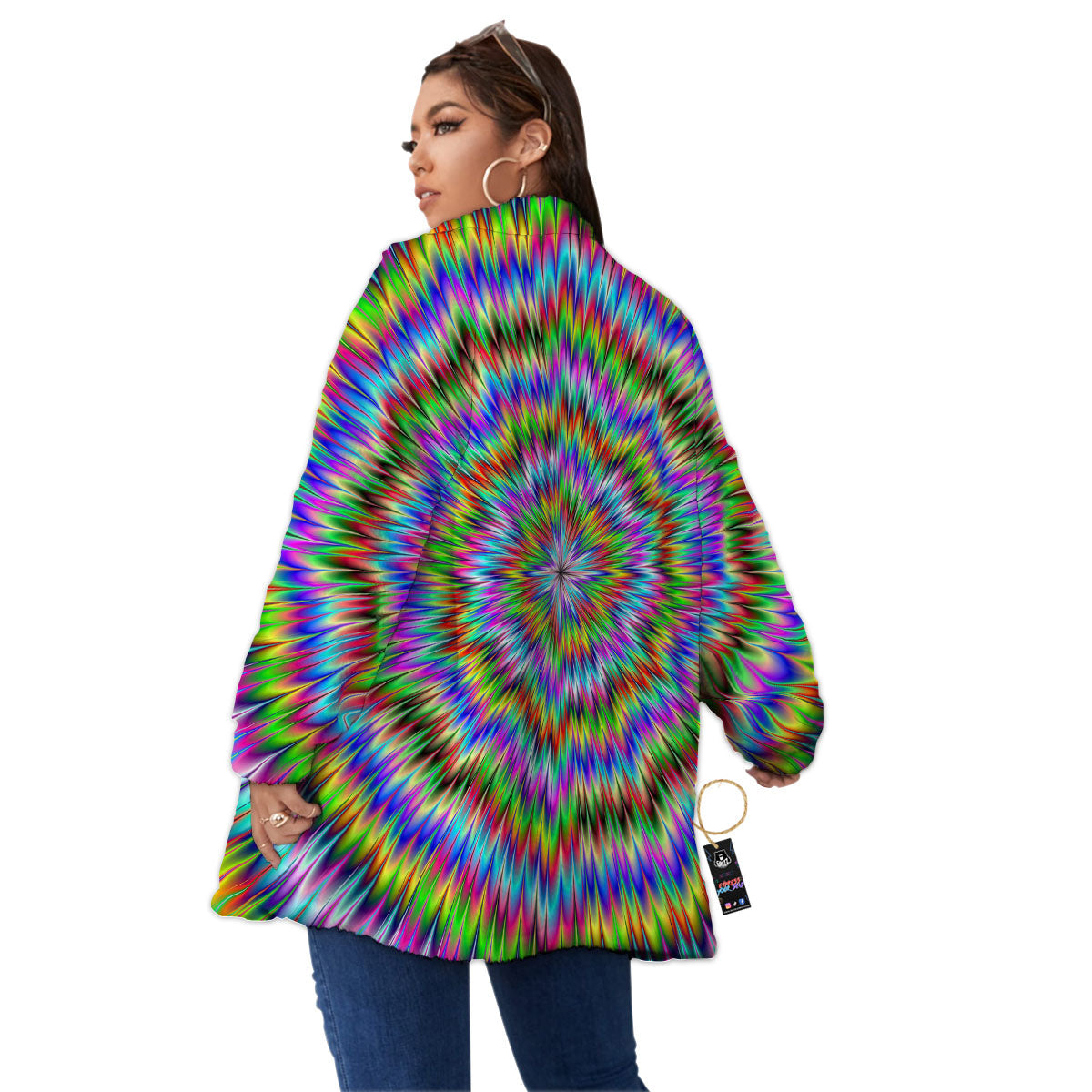 Moving Optical Illusion Abstract Dizzy Women's Sherpa Jacket-grizzshop
