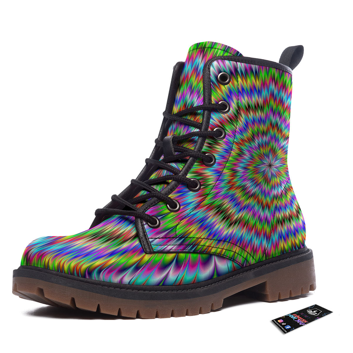 Moving Optical Illusion Abstract Dizzy Work Boots-grizzshop