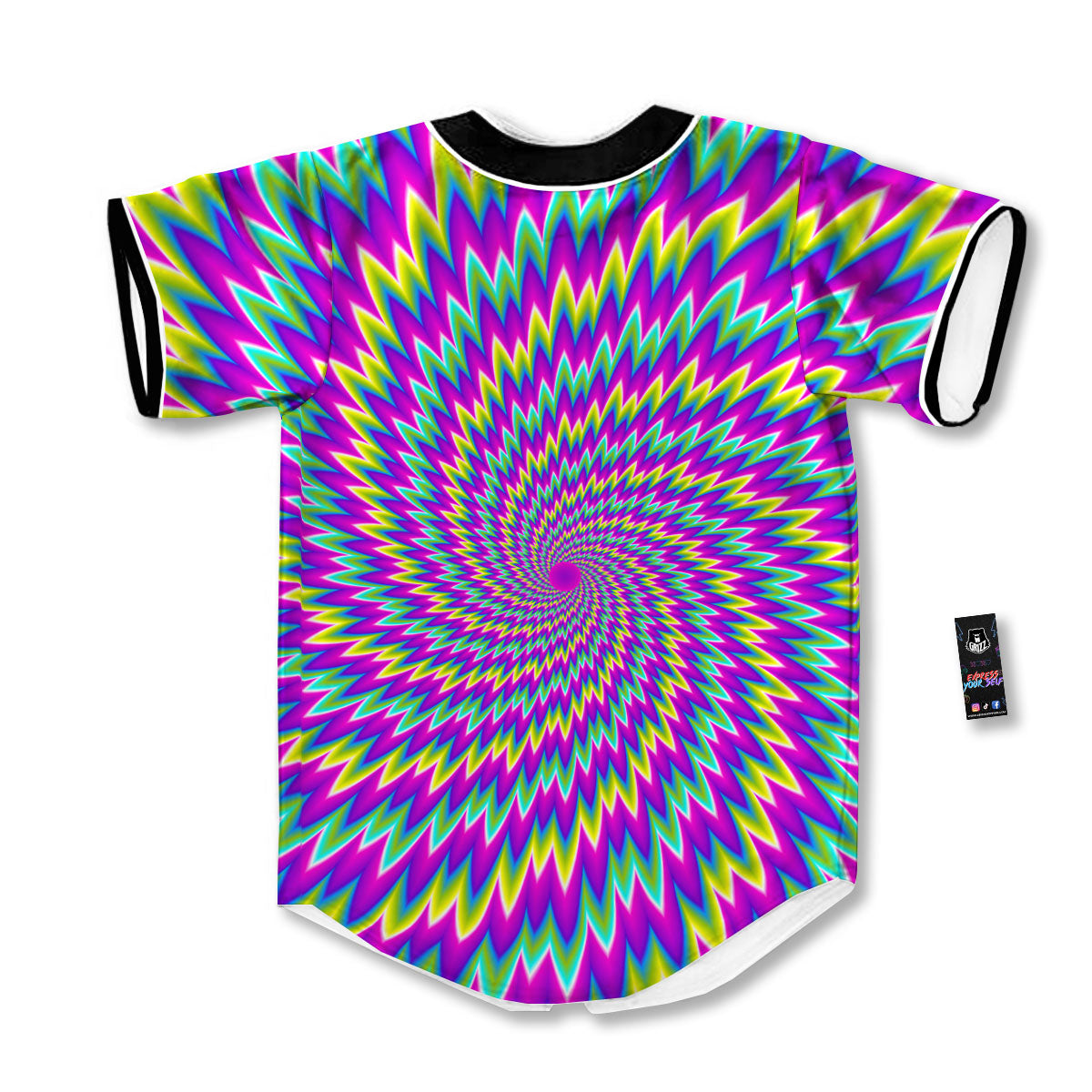 Moving Optical Illusion Abstract Spiral Baseball Jersey-grizzshop