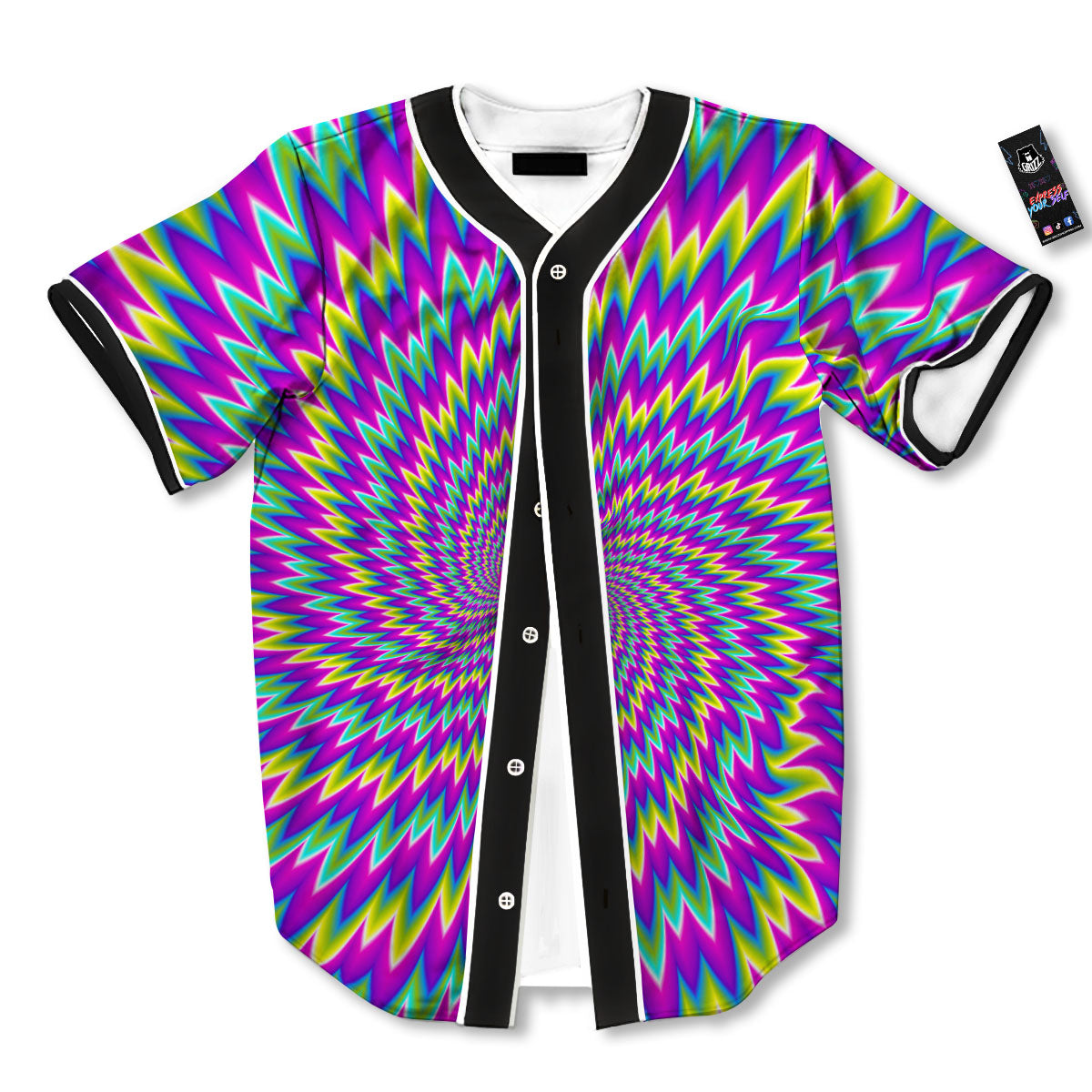 Moving Optical Illusion Abstract Spiral Baseball Jersey-grizzshop