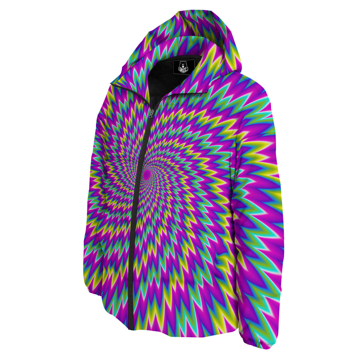 Moving Optical Illusion Abstract Spiral Down Jacket-grizzshop