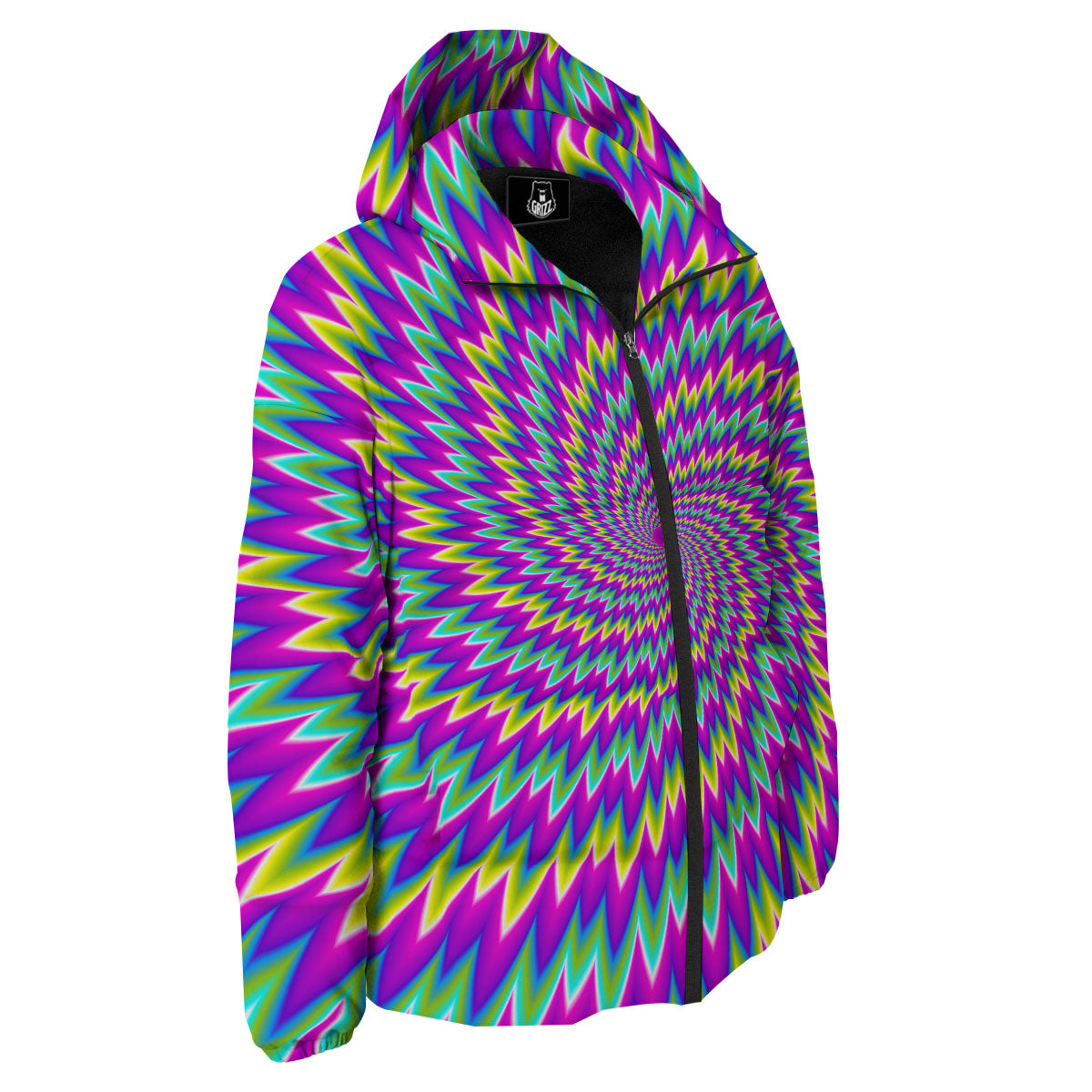 Moving Optical Illusion Abstract Spiral Down Jacket-grizzshop