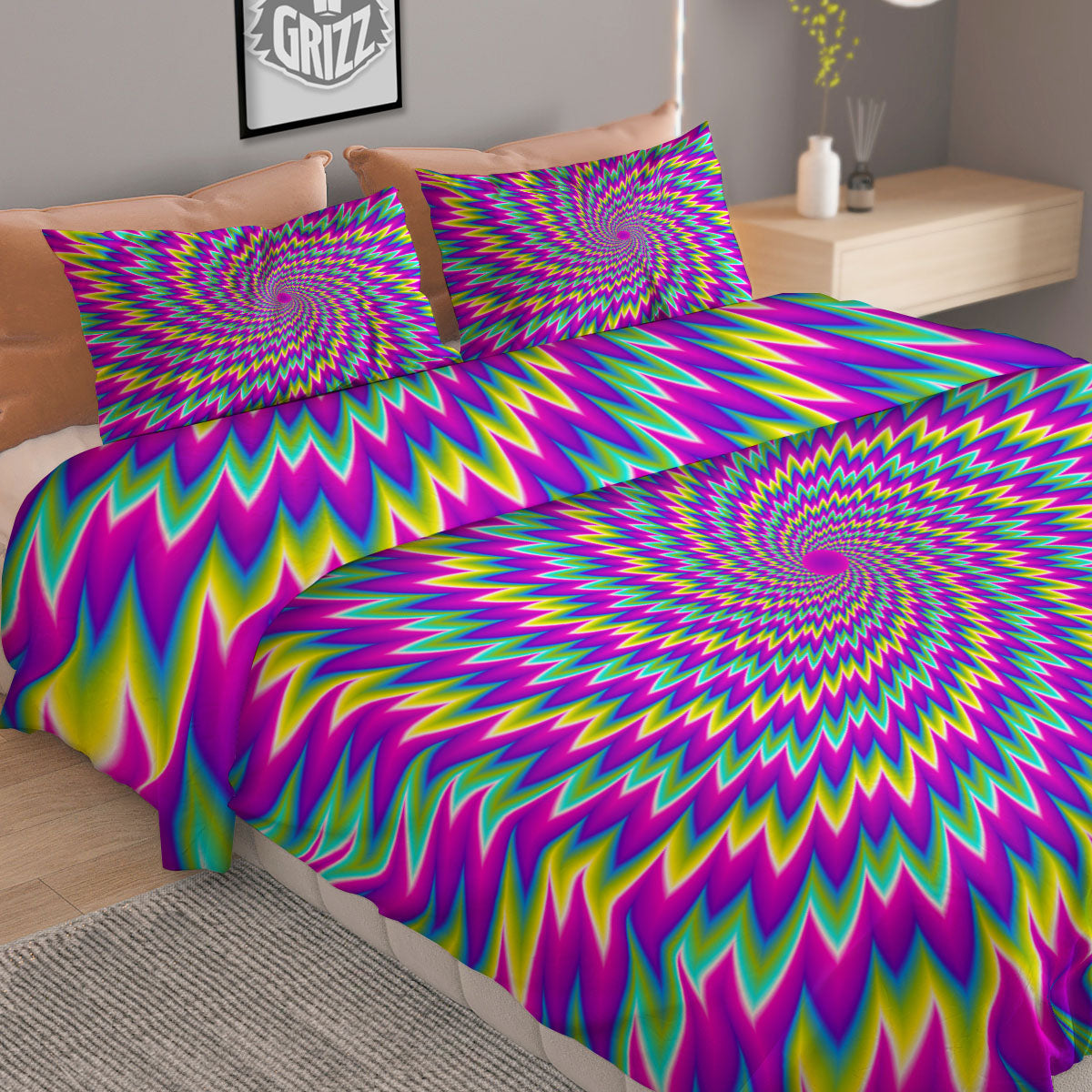 Moving Optical Illusion Abstract Spiral Duvet Cover Bedding Set