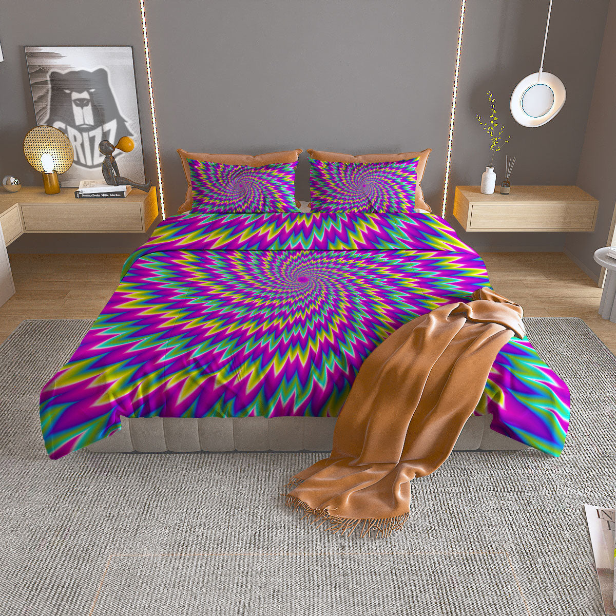 Moving Optical Illusion Abstract Spiral Duvet Cover Bedding Set