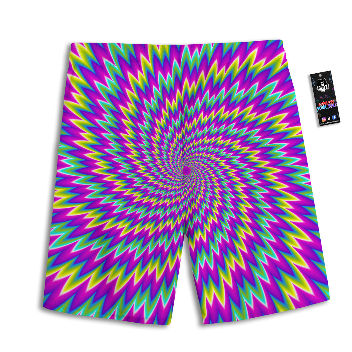Moving Optical Illusion Abstract Spiral Men's Athletic Shorts
