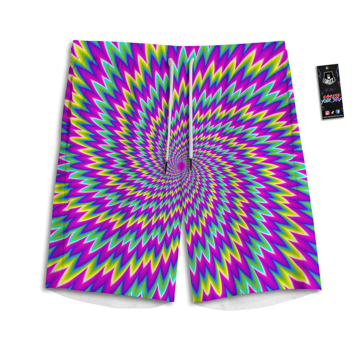 Moving Optical Illusion Abstract Spiral Men's Athletic Shorts