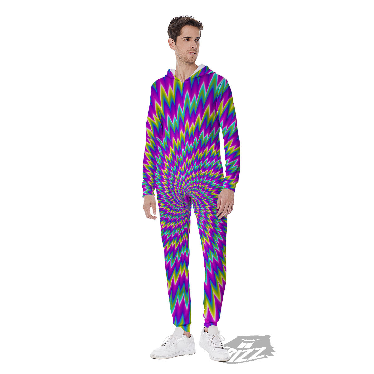 Moving Optical Illusion Abstract Spiral Men's Jumpsuit-grizzshop