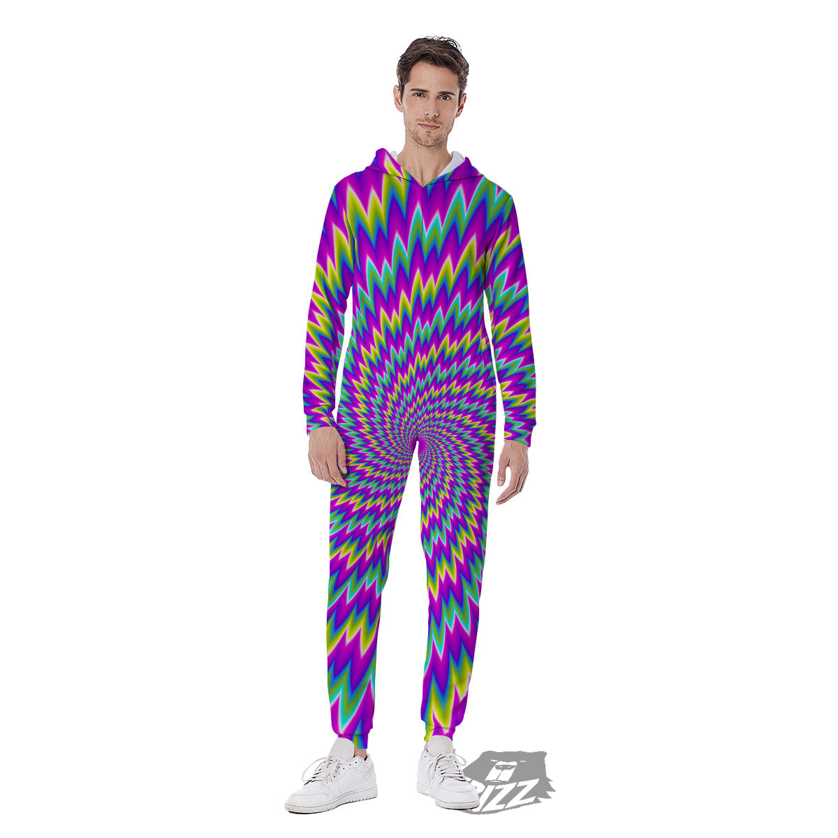 Moving Optical Illusion Abstract Spiral Men's Jumpsuit-grizzshop