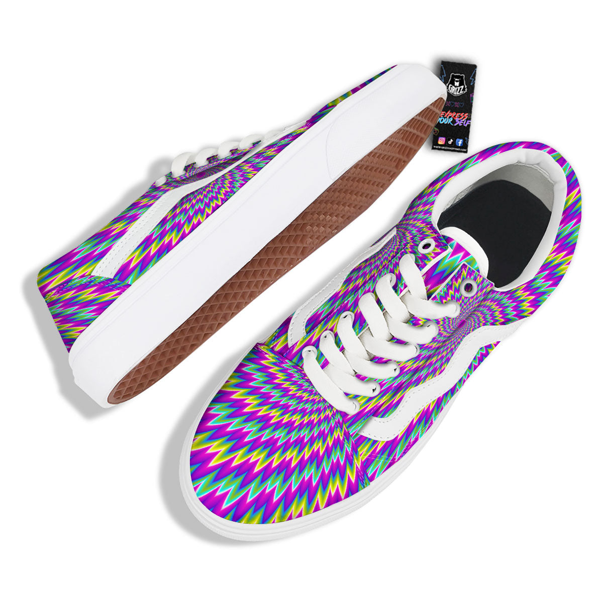 Moving Optical Illusion Abstract Spiral Skate Shoes-grizzshop