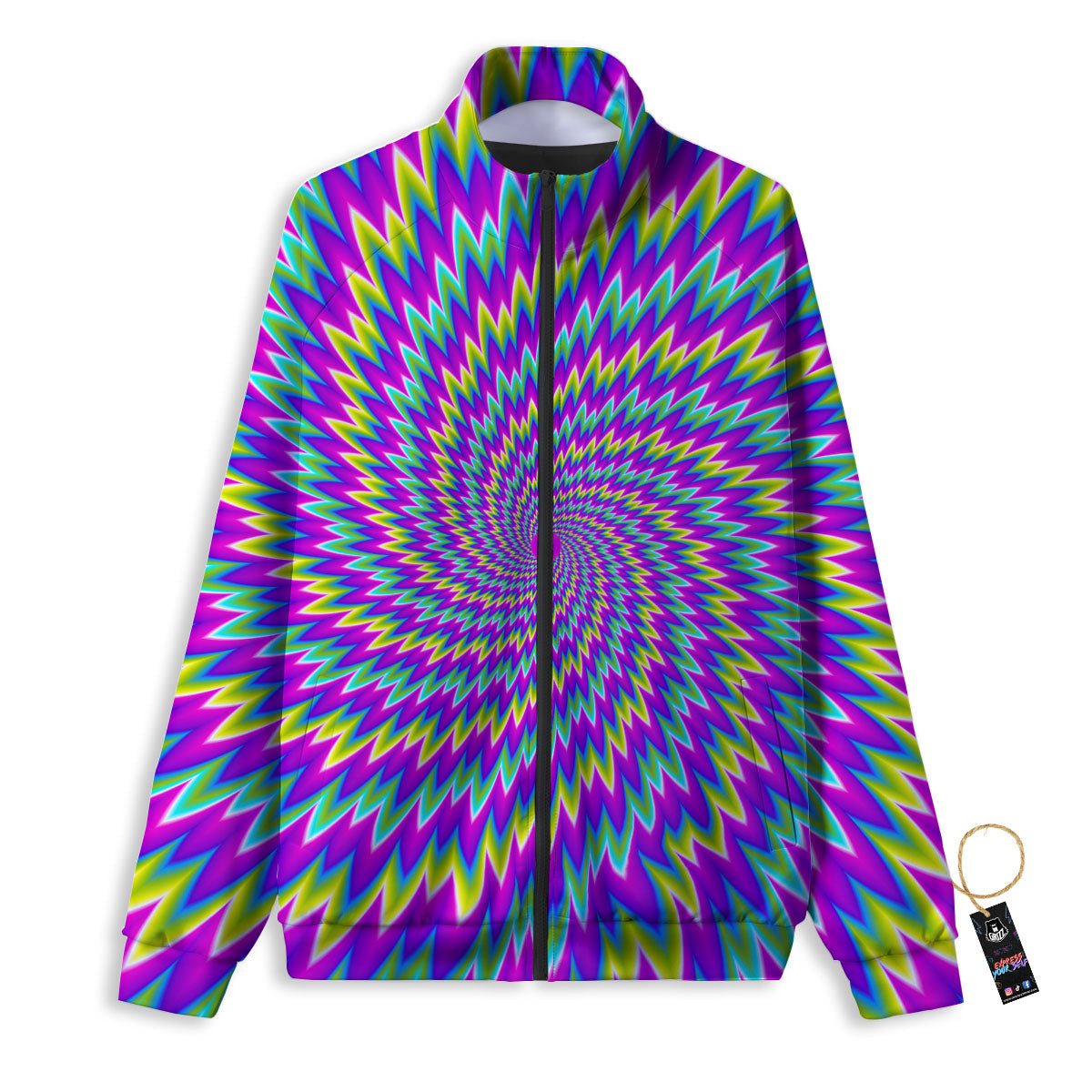 Moving Optical Illusion Abstract Spiral Track Jacket-grizzshop