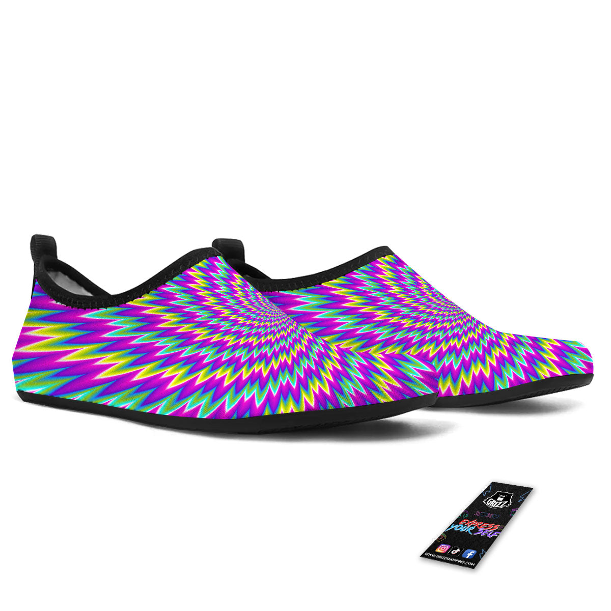 Moving Optical Illusion Abstract Spiral Water Shoes-grizzshop