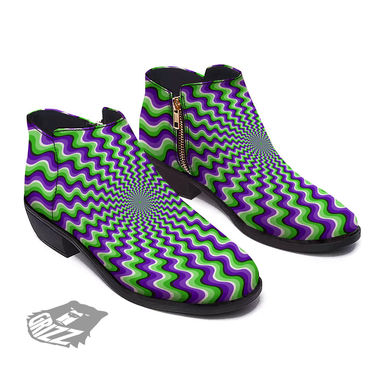 Moving Optical Illusion Colorful Dizzy Ankle Boots-grizzshop