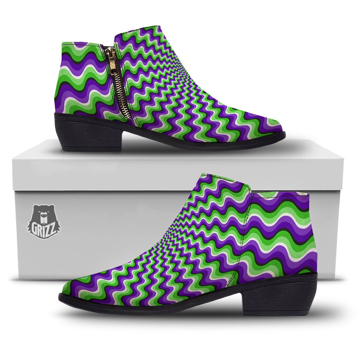 Moving Optical Illusion Colorful Dizzy Ankle Boots-grizzshop