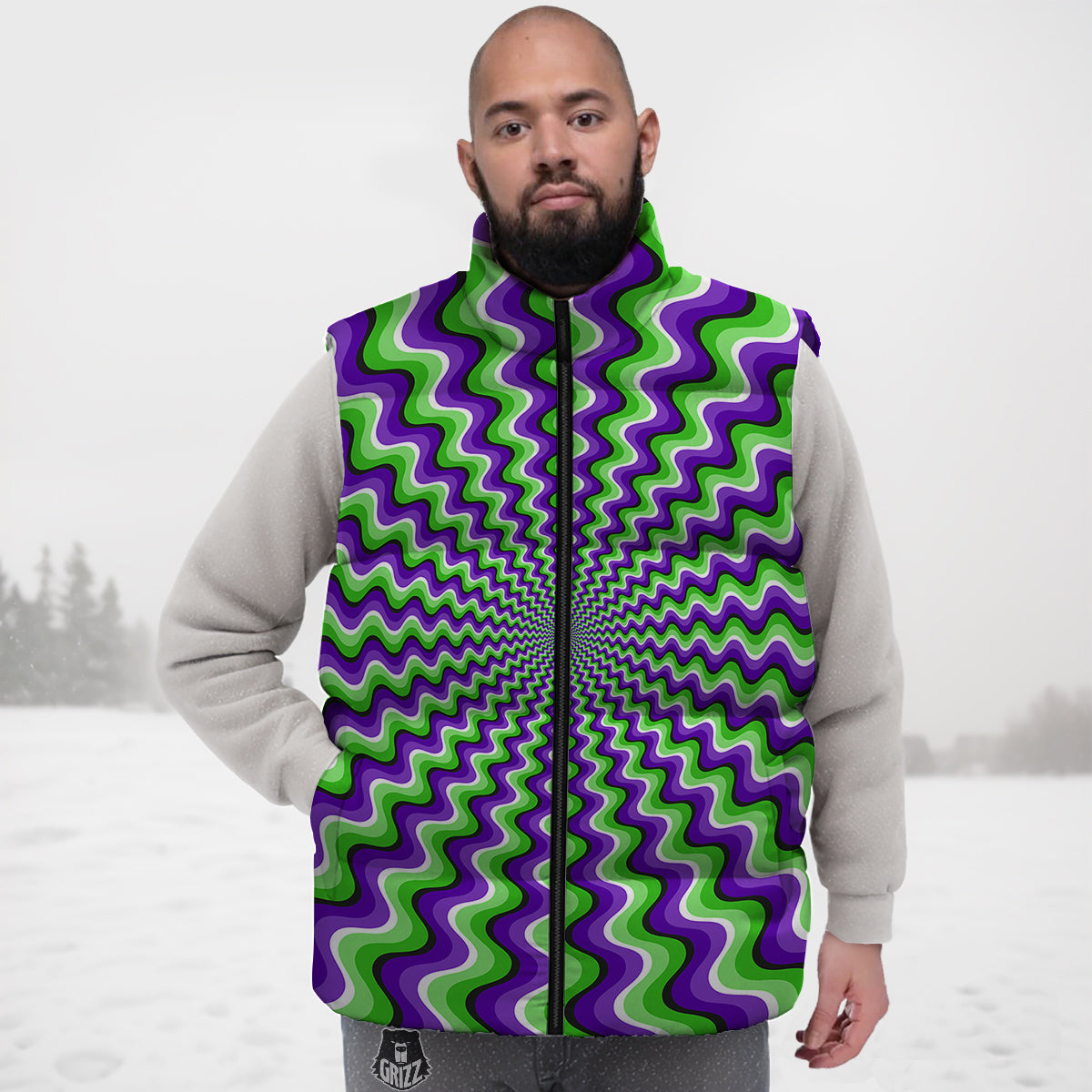 Moving Optical Illusion Colorful Dizzy Down Vest