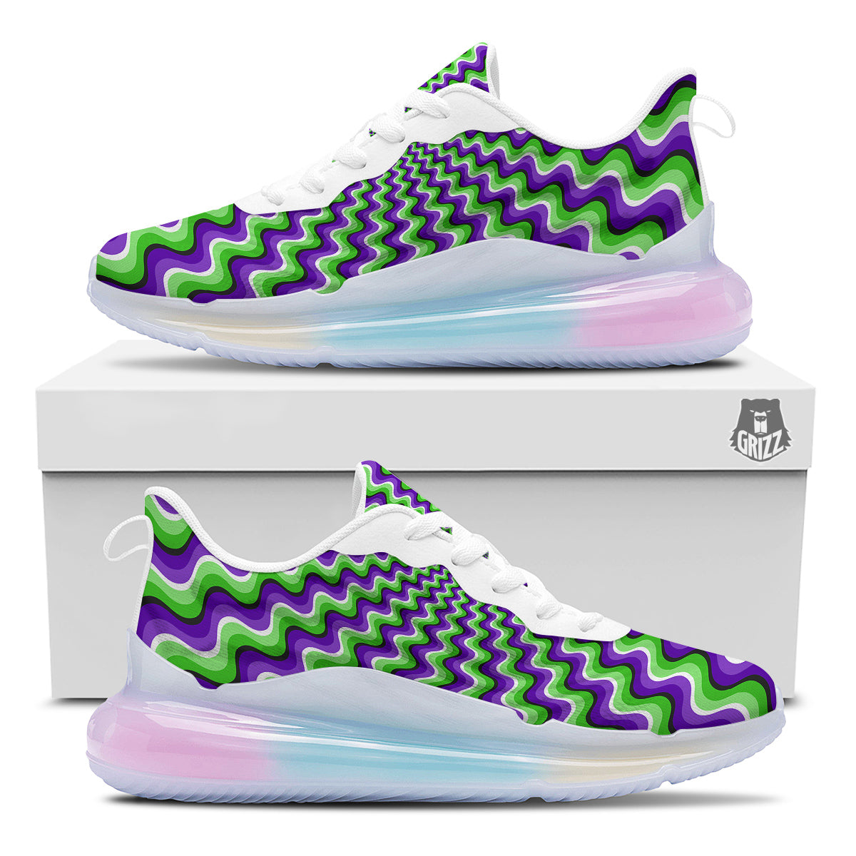 Moving Optical Illusion Colorful Dizzy Running Sneakers-grizzshop