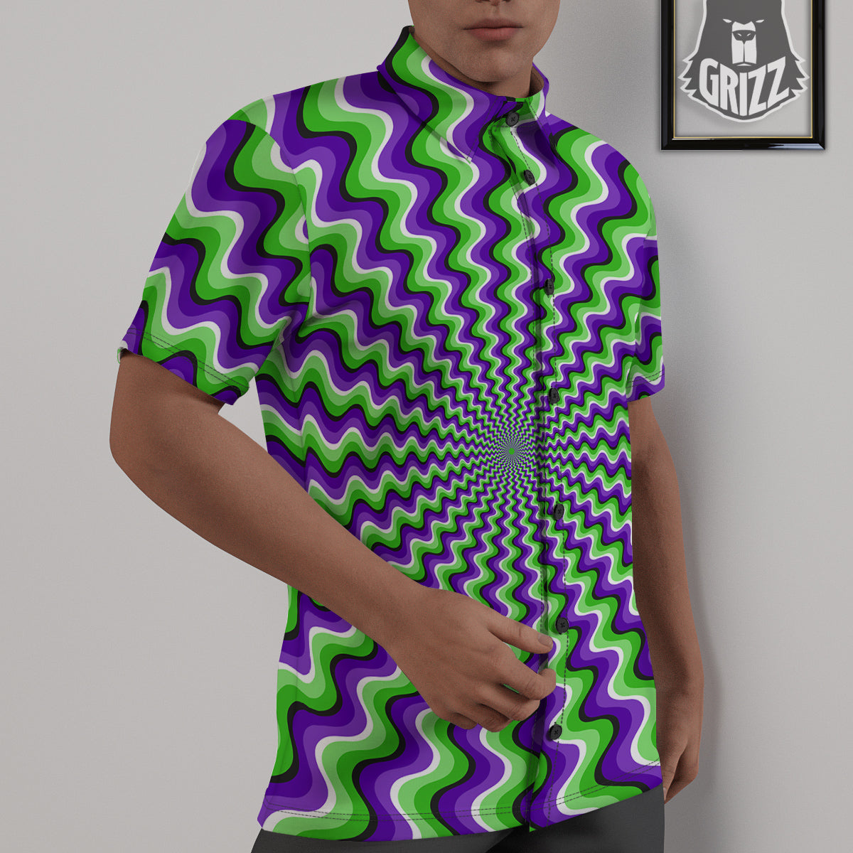 Moving Optical Illusion Colorful Dizzy Untucked Shirts-grizzshop