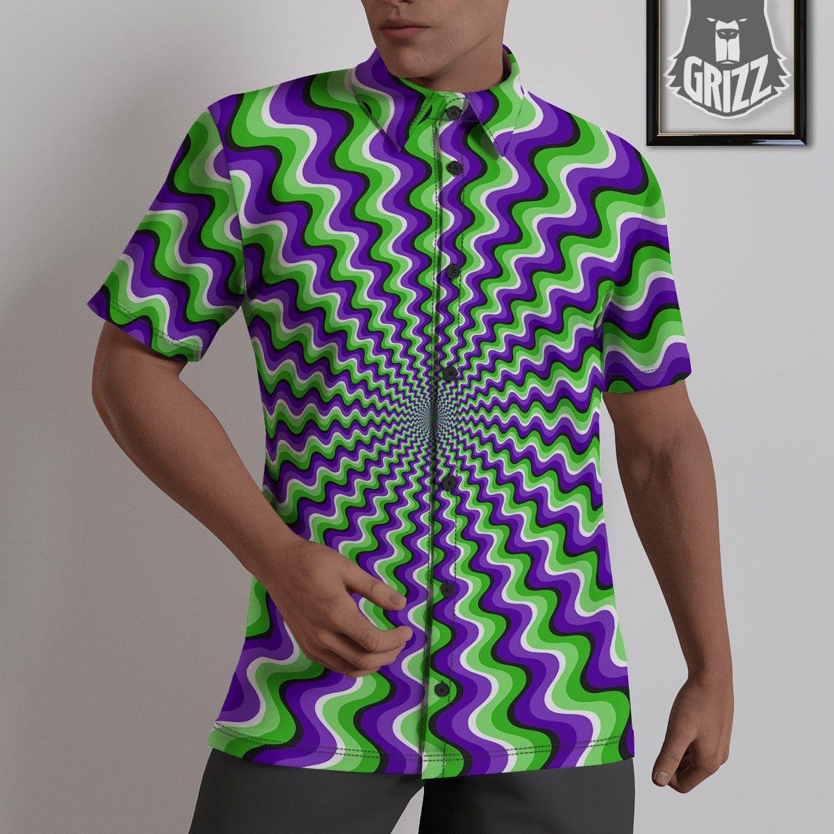 Moving Optical Illusion Colorful Dizzy Untucked Shirts-grizzshop